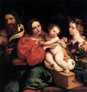 Virgin and Child with Sts John the Baptist and Catherine by Lorenzo Lotto Oil Painting