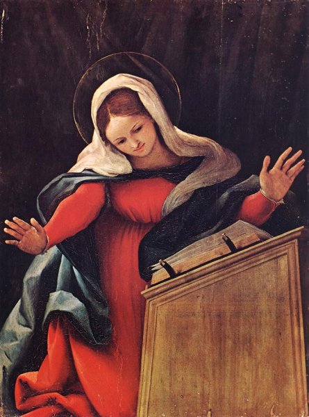 Virgin Annunciated by Lorenzo Lotto - Hand-Painted Oil Painting Reproduction