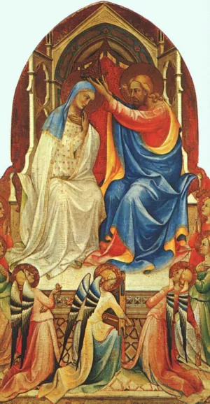 Coronation of the Virgin and Adoring Saints by Lorenzo Monaco - Oil Painting Reproduction