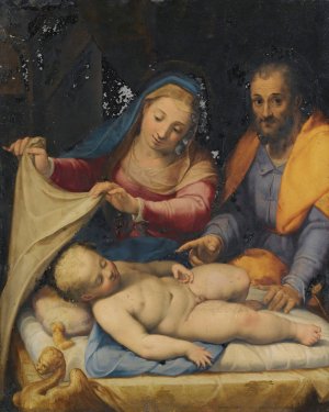 Holy Family With The Sleeping Christ Child by Lorenzo Sabatini Oil Painting