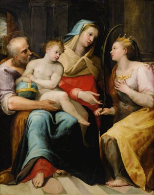 The Holy Family with Saint Catherine of Alexandria by Lorenzo Sabatini Oil Painting