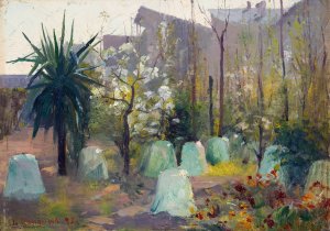 Sydlandskt varlandskap by Lotten Ronquist Oil Painting