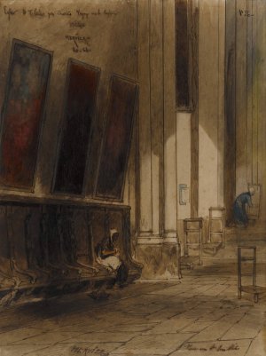 Interior of a Cathedral by Louis-Adolphe Hervier Oil Painting