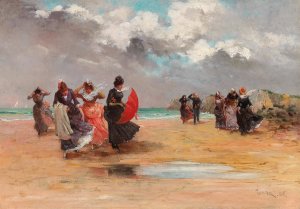 A Storm Is Approaching by Louis Adolphe Tessier Oil Painting