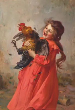 Caught by Louis Adolphe Tessier Oil Painting