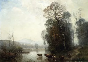 Landscape with Cows by Louis Aime Japy Oil Painting
