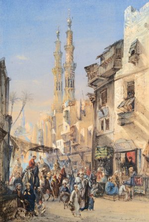 A Street In Cairo by Louis-Amable Crapelet Oil Painting
