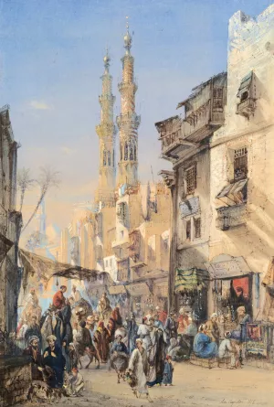 A Street In Cairo by Louis-Amable Crapelet Oil Painting