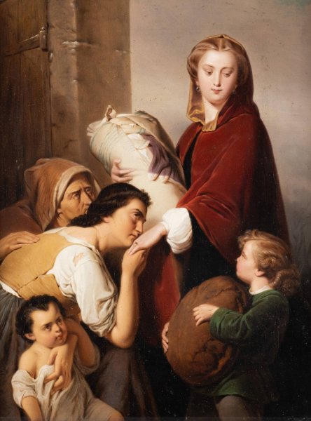 Kind alms by Louis Ammy Blanc - Hand-Painted Oil Painting Reproduction