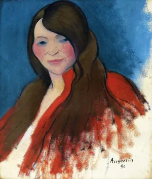 Portrait of a Young Woman with Long Hair painting by Louis Anquetin