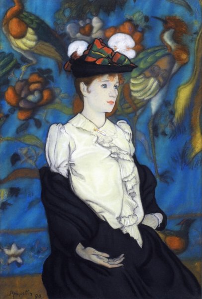 Main Product Photo of Woman with Hat Painting by Louis Anquetin