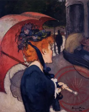Woman with Umbrella Oil painting by Louis Anquetin