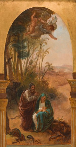 Le repos pendant la fuite en Egypte by Louis-Antoine-Leon Riesener Oil Painting