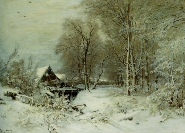 A Cottage in a Snowy Landscape