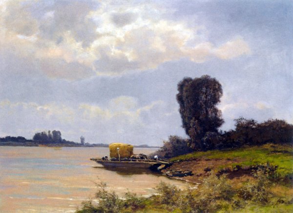 Main Product Photo of A Ferry In A Summer Landscape Painting by Louis Apol