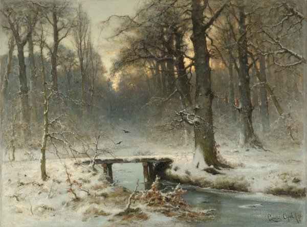 Main Product Photo of A January Evening in the Woods of The Hague  Painting by Louis Apol