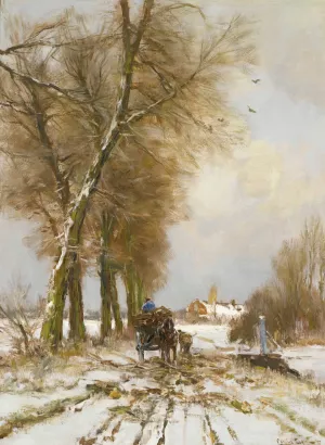 Figures On A Snowy Path by Louis Apol Oil Painting