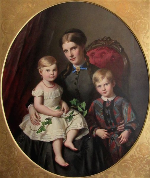 Frau Fehling mit ihren Kindern  by Louis Asher - Hand-Painted Oil Painting Reproduction