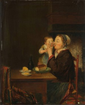 A Mother and her Child by Louis Bernard Coclers Oil Painting