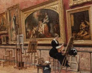 Au Musee du Louvre — les Murillo by Louis Beroud Oil Painting