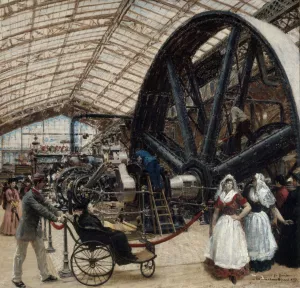 Interieur de la galerie des machines a l'exposition universelle de 1889. by Louis Beroud Oil Painting