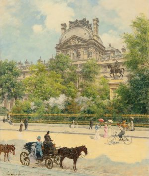 La Place Du Louvre by Louis Beroud Oil Painting