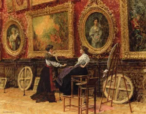 The Copiests, Musee du Louvre by Louis Beroud - Oil Painting Reproduction