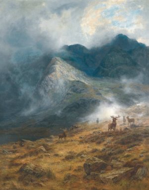 After The Shower - A Highland Brae by Louis Bosworth Hurt Oil Painting