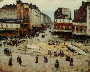 Le boulevard de Rochechouart et la rue de Clignancourt by Louis Braquaval Oil Painting