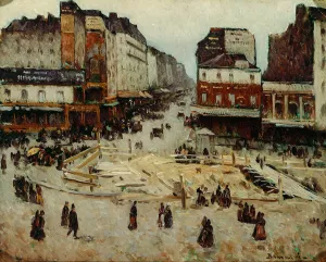 Le boulevard de Rochechouart et la rue de Clignancourt Oil painting by Louis Braquaval