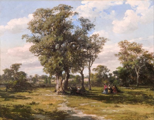 St Kilda Park  by Louis Buvelot - Hand-Painted Oil Painting Reproduction