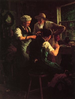 At the Blacksmith's by Louis C. Moeller Oil Painting