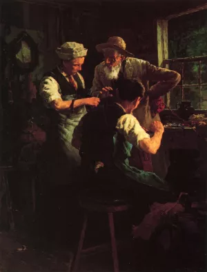 At the Blacksmith's Oil painting by Louis C. Moeller