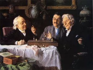 Chess Game by Louis C. Moeller - Oil Painting Reproduction