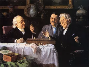 Chess Game Oil painting by Louis C. Moeller