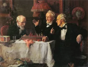 The Chess Game by Louis C. Moeller - Oil Painting Reproduction