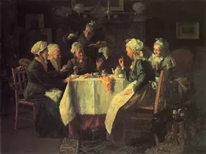 The Tea Party by Louis C. Moeller - Oil Painting Reproduction