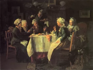 The Tea Party Oil painting by Louis C. Moeller