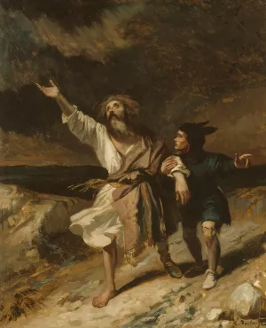King Lear And His Madman During The Storm by Louis Candide Boulanger Oil Painting