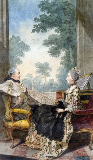 M. le Comte et Mme la Comtesse Despourdons by Louis Carrogis Carmontelle Oil Painting