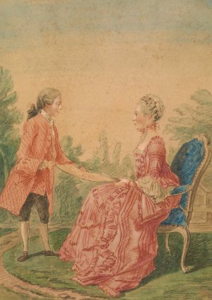 Madame de Larminat and her Son by Louis Carrogis Carmontelle Oil Painting