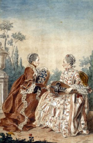 Mme de Julienne et Mme de Serre by Louis Carrogis Carmontelle Oil Painting