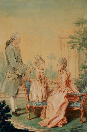 Portrait, M. et Mme. Craymoyel avec leur Petit Garcon by Louis Carrogis Carmontelle Oil Painting
