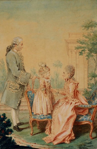 Main Product Photo of Portrait, M. et Mme. Craymoyel avec leur Petit Garcon  Painting by Louis Carrogis Carmontelle