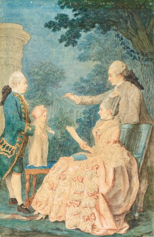 Portrait of a Family Group, the Comte de Choiseul-Gouffier and Family by Louis Carrogis Carmontelle Oil Painting