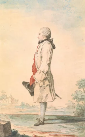Portrait of a Man Standing with Hat in Hand Oil painting by Louis Carrogis Carmontelle