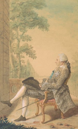 Seated Man with a Sword, and a Hat on his Knee by Louis Carrogis Carmontelle Oil Painting