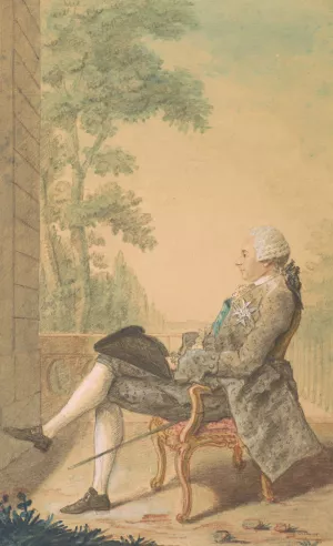 Seated Man with a Sword, and a Hat on his Knee by Louis Carrogis Carmontelle Oil Painting
