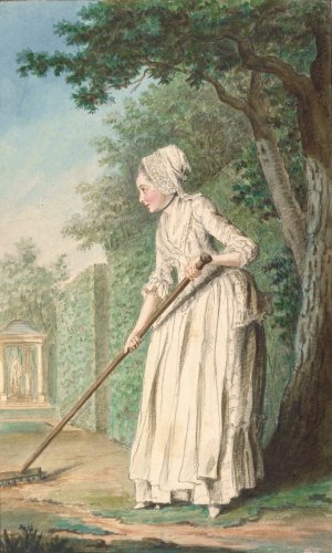 The Duchess of Chaulnes as a Gardener in an Allee by Louis Carrogis Carmontelle Oil Painting