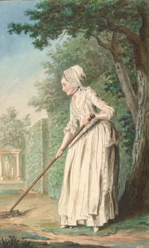 The Duchess of Chaulnes as a Gardener in an Allee by Louis Carrogis Carmontelle Oil Painting